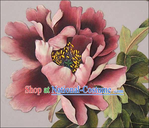 Chinese Classic Hand Carved Wood House Solid Decorative Painting-Peony