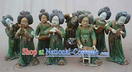 Chinese Classic Archaized Tang San Cai Statue-Tang Dynasty Palace Musicians _Eight Pieces Set_