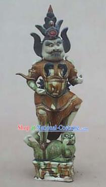 Chinese Classic Archaized Tang San Cai Statue-King Catching Ghost