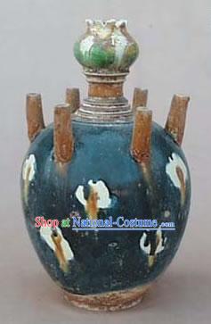 Chinese Classic Archaized Tang San Cai Statue-Six Tubes Jar