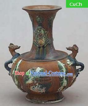 Chinese Classic Archaized Tang San Cai Statue-Dragon Amphora Jar