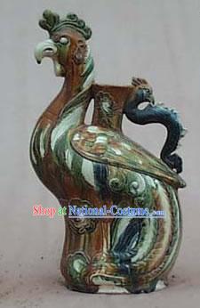 Chinese Classic Archaized Tang San Cai Statue-Phoenix Kettle