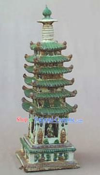 Chinese Classic Archaized Tang San Cai Statue-Sarira Tower