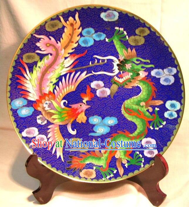 Chinese Classic Cloisonne Craft-Dragon and Phoenix Bringing Good Luck