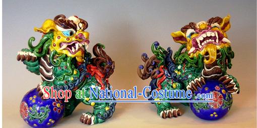 Chinese Cochin Ceramics-Lion Kings Playing with Ball