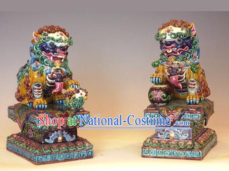 Chinese Cochin Ceramics-Large Beijing Lions Pair