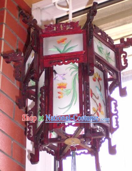 Chinese Two Layers Hand Painted and Carved Palace Flower and Bird Lantern