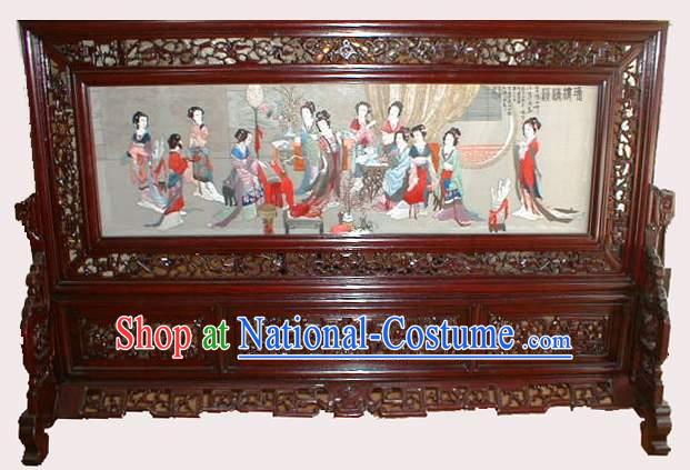 Chinese Classic Hand Made Double-Face Embroidery Craft-Palace Women of Tang Dynasty