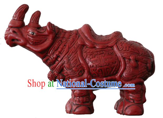 Chinese Hand Carved Palace Lacquer Craft-Rhinoceros