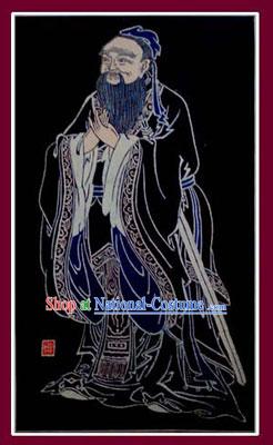 China Hand Made Batik Hanging by Miao Tribe-Confucius