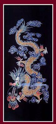 China Hand Made Batik Hanging by Miao Tribe-Ancient Dragon