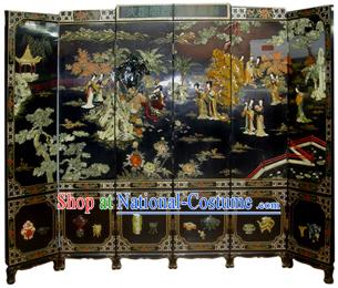 Chinese Hand Made Lacquer Ware Screen-Qing Dynasty Beauties