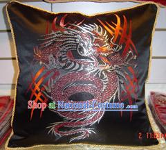 Chinese Ancient Dragon King Silk Cushion