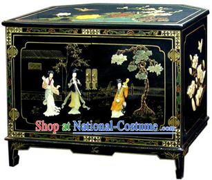 Chinese Palace Lacquer Ware Cabinet-Three Women Playing