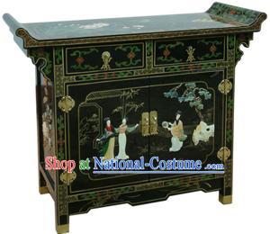 Chinese Classic Palace Lacquer Ware Cabinet-Three Women A Story