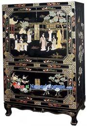 Chinese Classic Lacquer Ware Cabinet-Palace Beauties