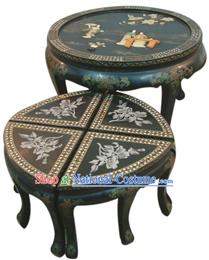 Chinese Classic Palace Lacquer Ware Table and Stool Set