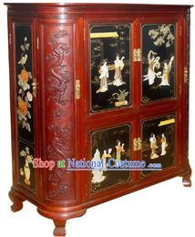 Chinese Classic Red Large Palace Lacquer Ware Cabinet