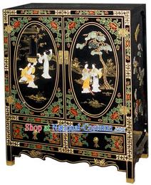 Chinese Traditional Large Lacquer Ware Cabinet-Beauty