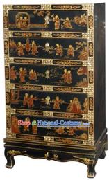 Chinese Palace Lacquer Ware Cabinet-Hundreds of Lucky Children