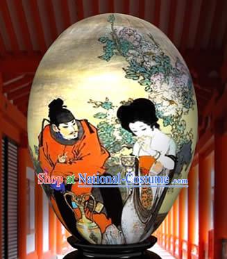 Chinese Wonder Hand Painted Colorful Egg-Palace Love Painting