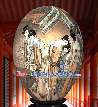 Chinese Wonder Hand Painted Colorful Egg-Ancient Palace Beauties Painting