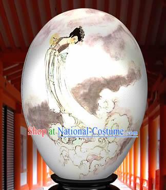 Chinese Wonder Hand Painted Colorful Egg-Ancient Angel On The Cloud Painting