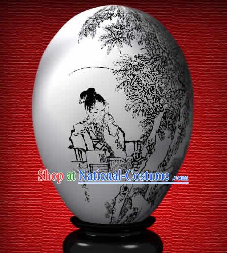 Chinese Wonder Hand Painted Colorful Egg-Spring Girl of The Dream of Red Chamber