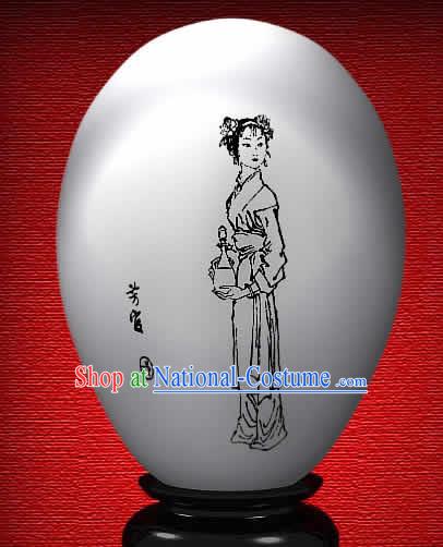 Chinese Wonder Hand Painted Colorful Egg-Fang Guan of The Dream of Red Chamber