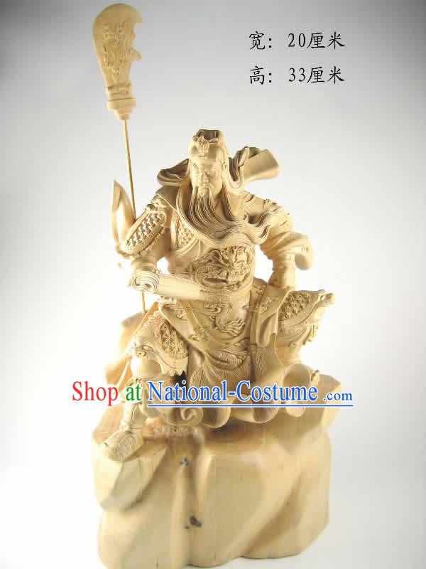 Chinese Hand Carved Dongyang Wood Craft-Loyal Guan Gong