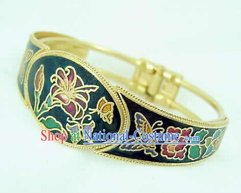 Chinese Palace Lily Cloisonne Bracelet