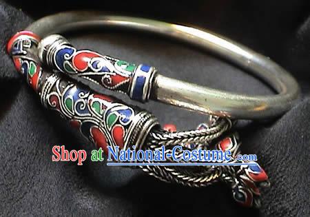 Chinese Palace Silver Cloisonne Bracelet