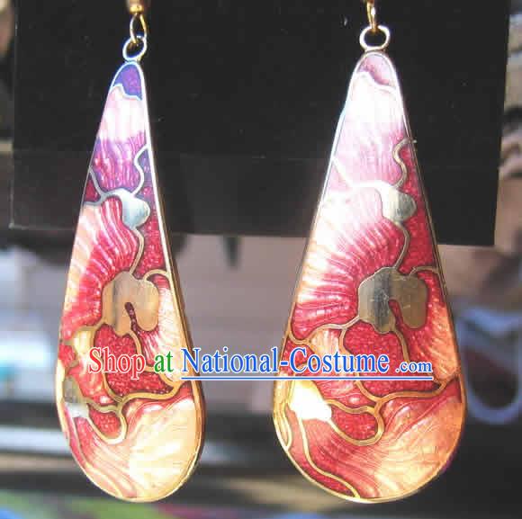 Chinese Palace Pink Cloisonne Earrings