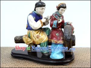 Hand Made Foshan Artistic Ceramics Statue-Ancient Lover