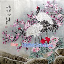 Chinese Hand Painted Painting by Qin Xia-Ancient Cranes