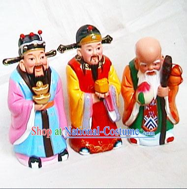 Beijing Hand Made Clay Figurine-Luck,Health and Richness Fairies_three Pieces Set_