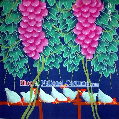 Shan Xi Folk Farmer Painting-Under The Grape Stand