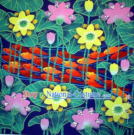 Shan Xi Folk Farmer Painting-Fishes in Lotus Pond