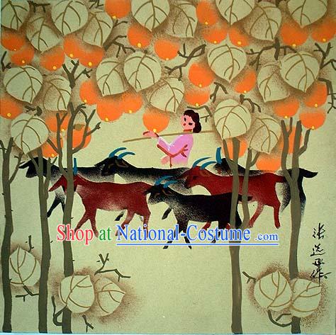 Shan Xi Folk Farmer Painting-Shepherdess