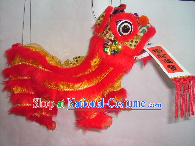 Chinese Classic Handmade Hand Puppet-Red Lion Dance