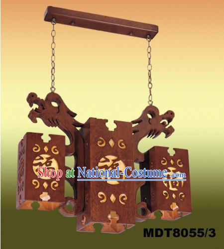 Large Chinese Classical Wooden Dragons Palace Ceiling Lantern