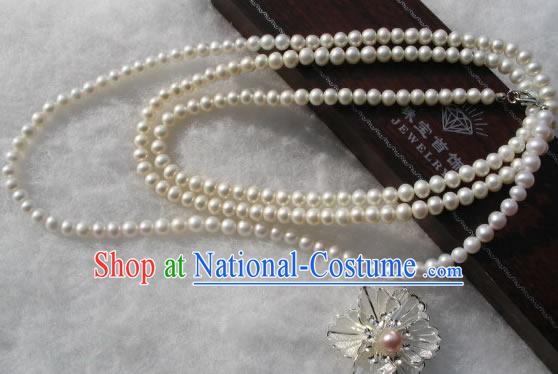 Natural Long White Pearl Necklace