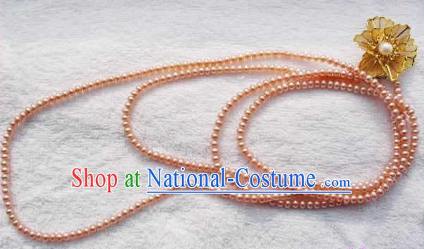 Marvellous Long Natural Pink Pearls Necklace