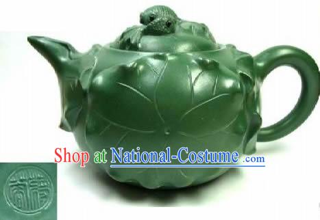 Chinese Classic Hand Made Green Clay Teapot-Goldfish