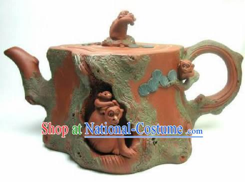 Chinese Classic Hand Made Zisha Teapot-Moneky