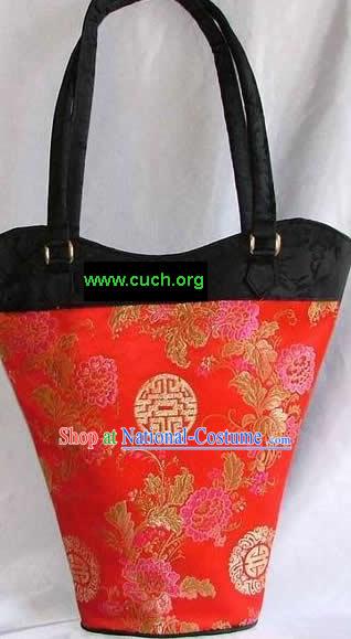 Chinese Red Silk Long Satchel