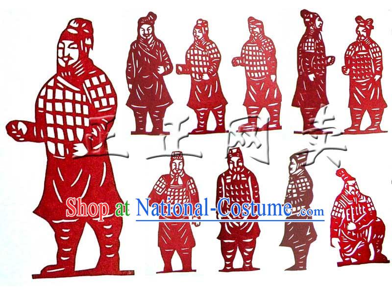 Chinese Traditional Terra Cotta Warrior Papercut 10 Pieces Set