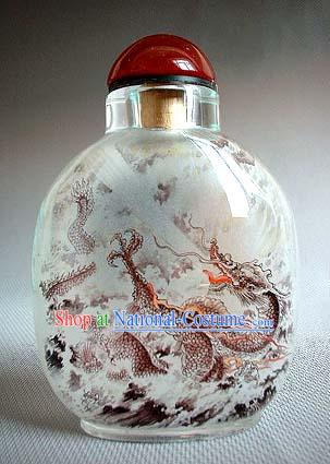 Snuff Bottles With Inside Painting Chinese Animal Series-Dragon In the Cloud