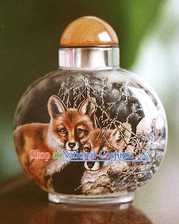 Snuff Bottles With Inside Painting Chinese Animal Series-Fox Love