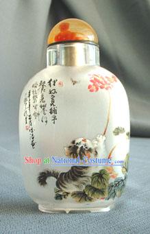 Snuff Bottles With Inside Painting Chinese Animal Series-Naughty Cat